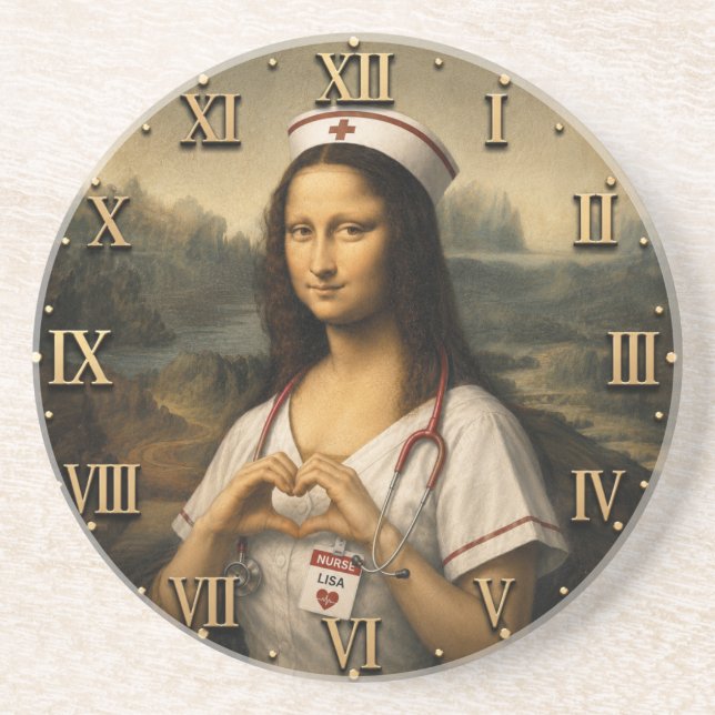 Funny Mona Lisa Nurse RN & Nursing Office Decor  Coaster (Front)