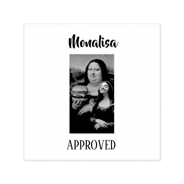 Funny Mona Lisa Parody Art & Mr, Bin Self-inking Stamp (Design)