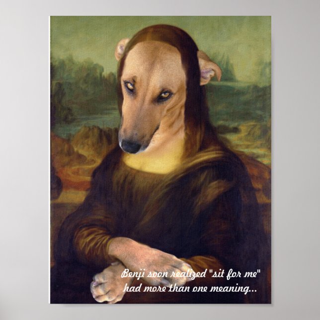 Funny Mona Lisa Puppy Dog Poster (Front)