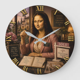Funny Mona Lisa Real Estate Agent Large Clock