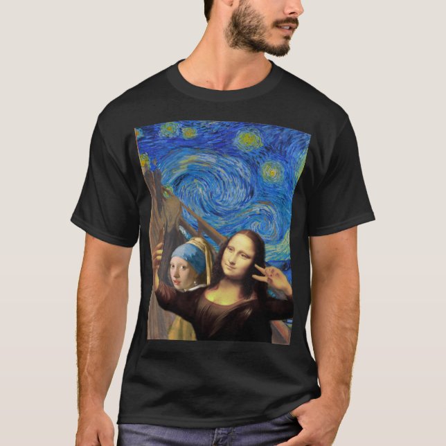 Funny Mona Lisa Selfie T-Shirt (Devant)