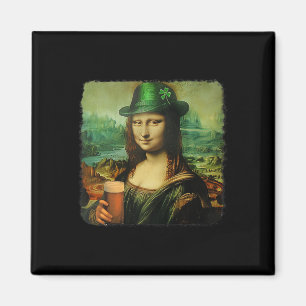 Funny Mona Lisa St. Patricks Day Shamrock Hat Lepr Magnet