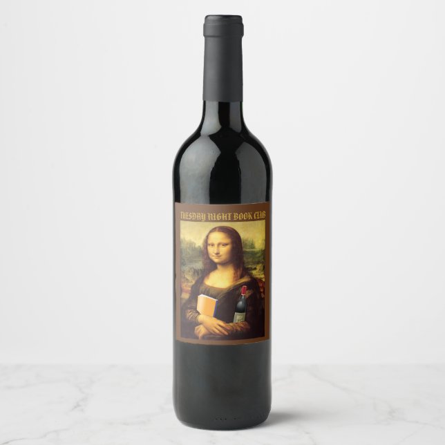 Funny Mona Lisa with Wine Book Club Wine Label (Front)