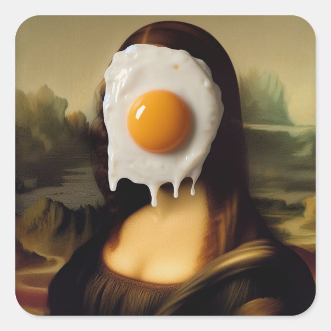 Funny Mona With Egg on Her Face Square Sticker (Front)