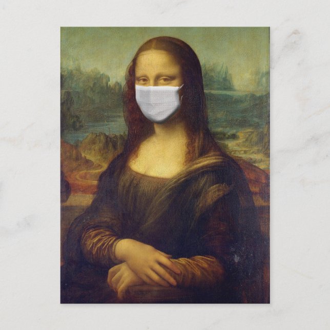 Funny Monalisa Wears Coronavirus Facial Mask Postcard (Front)