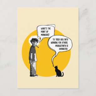 Funny Monday Cat Office Humour Sarcasm Postcard