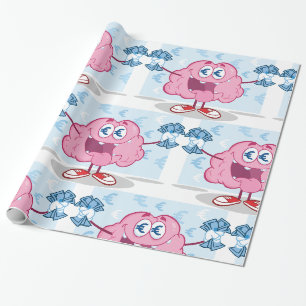Funny Money Brain Cartoon Euro Cash Lover Wrapping Paper