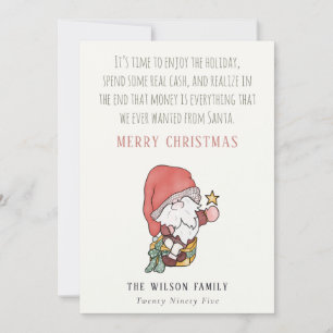 Funny Money Cash Abundance Santa Christmas Wishes Holiday Card