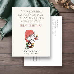 Funny Money Cash Abundance Santa Christmas Wishes Holiday Postcard