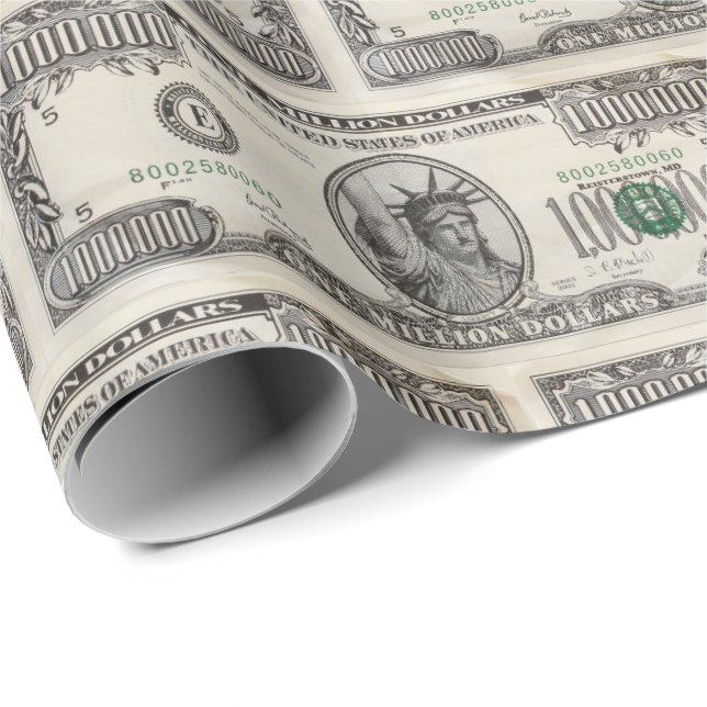 Funny Money Million Dollar Rich Vibes Print Wrapping Paper (Roll Corner)