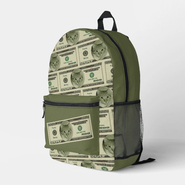 Funny Money Printed Backpack (Back Corner Right)