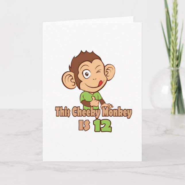 Funny Monkey 12 year old birthday Card (Front)