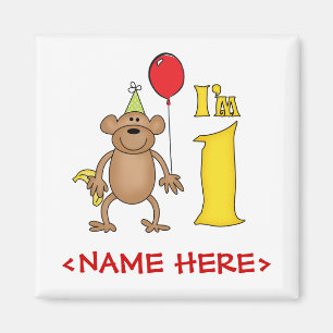 Funny Monkey 1st Birthday Magnet