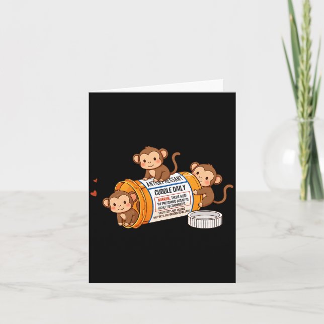 Funny Monkey Anti Depressant Zoo Boys Girls Kids P Card (Front)