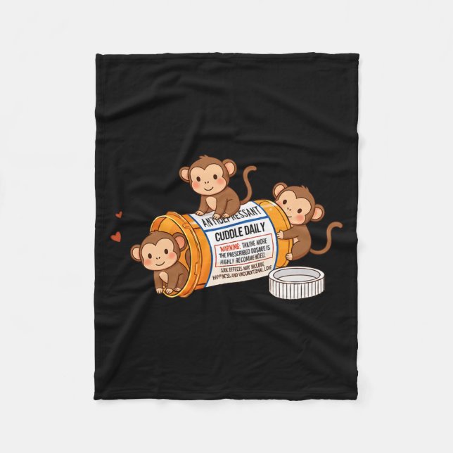 Funny Monkey Anti Depressant Zoo Boys Girls Kids P Fleece Blanket (Front)