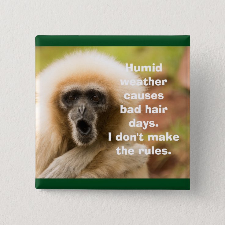 Funny Monkey Bad Hair Day 2 Inch Square Button | Zazzle