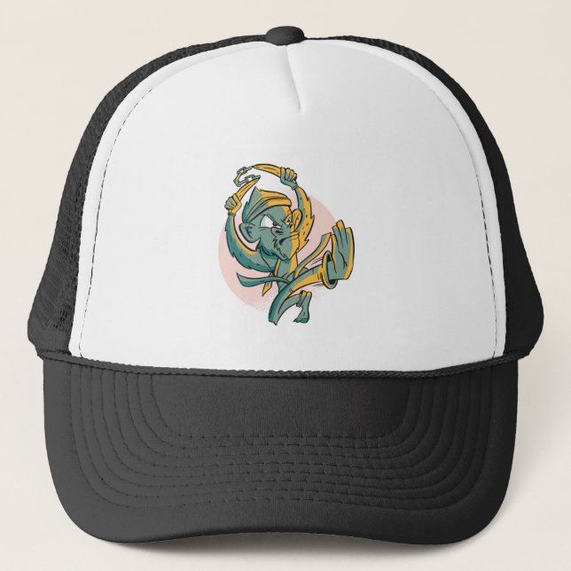 Funny Monkey Banana Fighter Trucker Hat (Front)