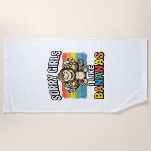 Funny Monkey Banana Vintage Engraving Shirt Design Beach Towel