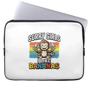Funny Monkey Banana Vintage Engraving Shirt Design Laptop Sleeve