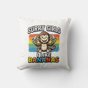 Funny Monkey Banana Vintage Engraving Shirt Design Throw Pillow