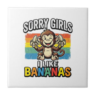 Funny Monkey Banana Vintage Engraving Shirt Design Tile