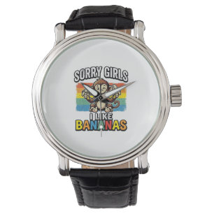 Funny Monkey Banana Vintage Engraving Shirt Design Watch