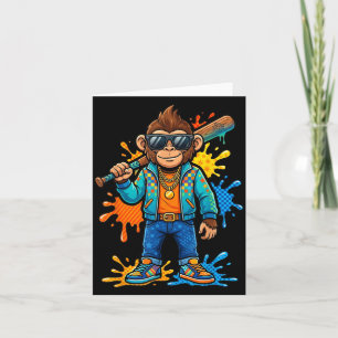 Funny Monkey Baseball Drip Animal Party Sport Cool Card