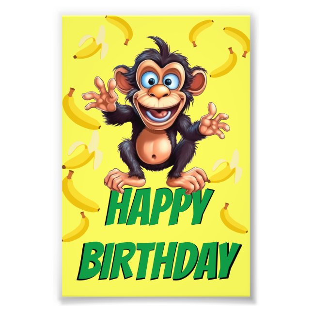 Funny Monkey Birthday Photo Print (Front)