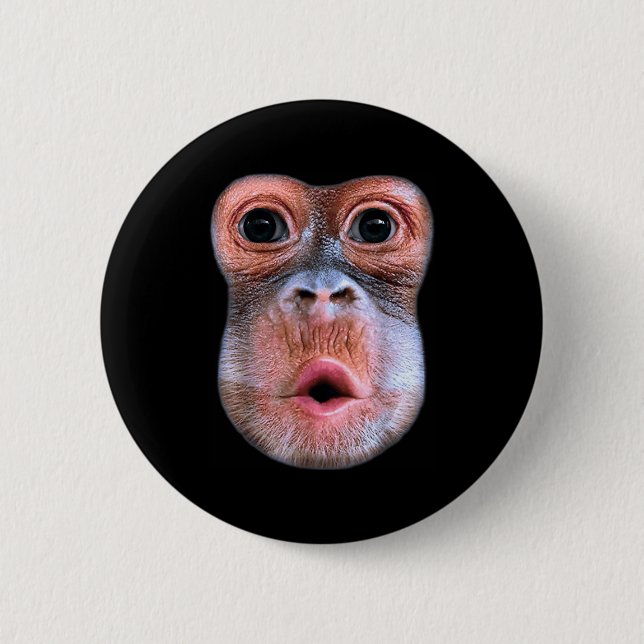 Funny Monkey Blowing Stomach Face, Monkey Blow Sto 2 Inch Round Button (Front)