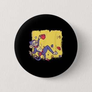 Funny Monkey Bouldering And Rock Climbing  2 Inch Round Button