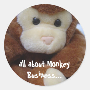 Funny Monkey Business Classic Round Sticker