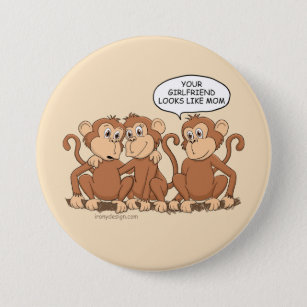 Funny Monkey Cartoon Design 3 Inch Round Button