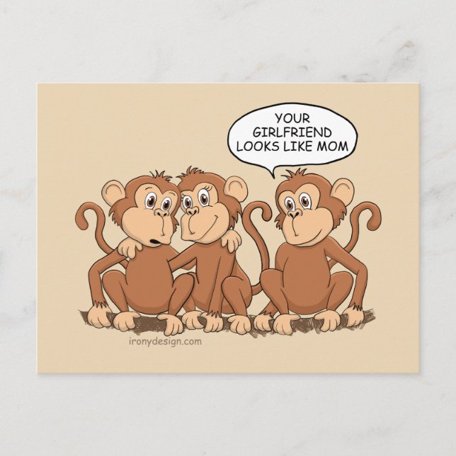 Funny Monkey Cartoon Design Holiday Postcard (Front)