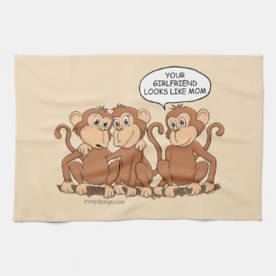 Funny Monkey Cartoon Design Kitchen Towel