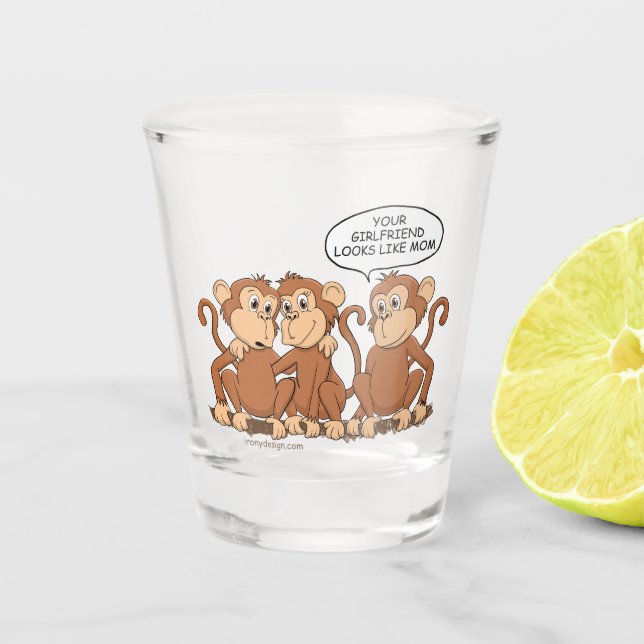 Funny Monkey Cartoon Design Shot Glass (Front)