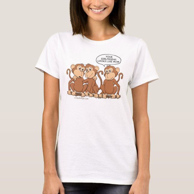 Funny Monkey Cartoon Design T-Shirt (Front)