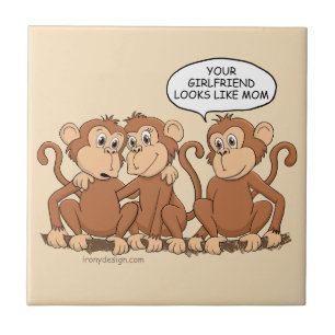 Funny Monkey Cartoon Design Tile