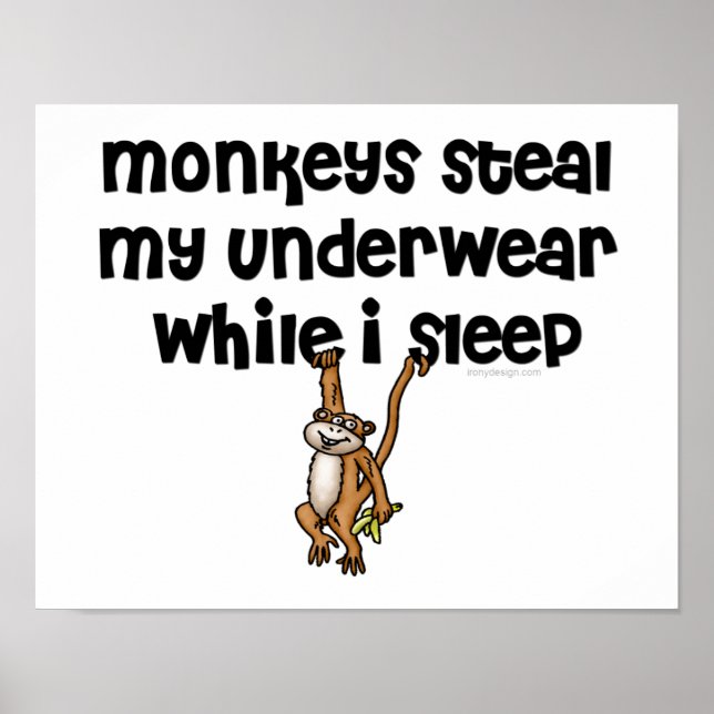Funny Monkey Cartoon Joke Poster (Front)