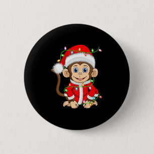 Funny Monkey Christmas Lights Santa Costume Cute A 2 Inch Round Button