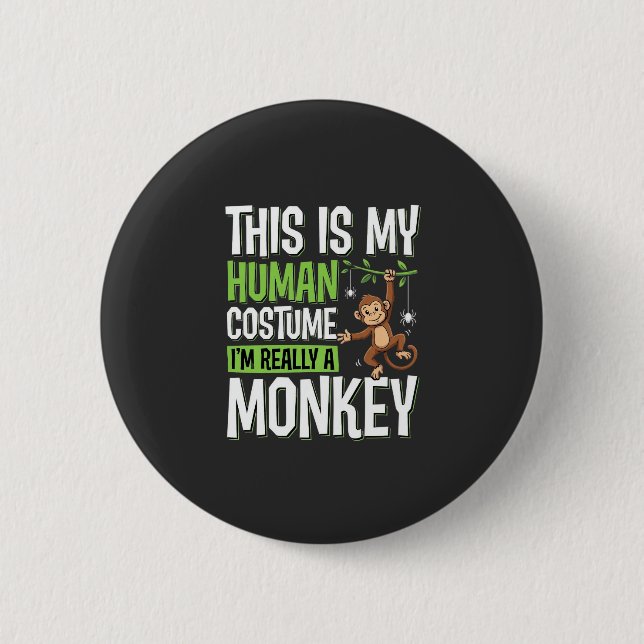 Funny Monkey Costume Halloween Vector 2 Inch Round Button (Front)