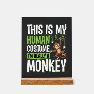 Funny Monkey Costume Halloween Vector Acrylic Sign