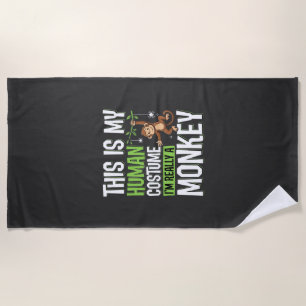 Funny Monkey Costume Halloween Vector Beach Towel