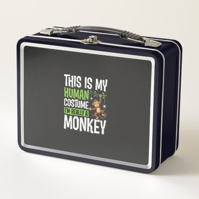 Funny Monkey Costume Halloween Vector Metal Lunch Box (Front)