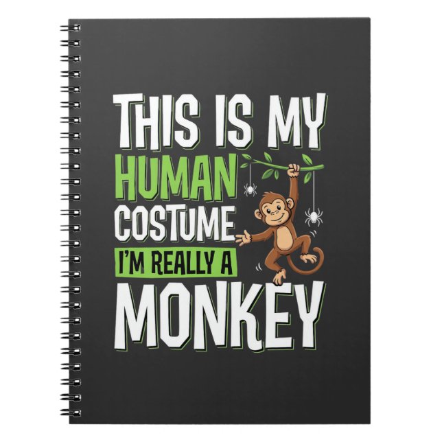 Funny Monkey Costume Halloween Vector Notebook (Front)