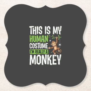 Funny Monkey Costume Halloween Vector Paper Coaster