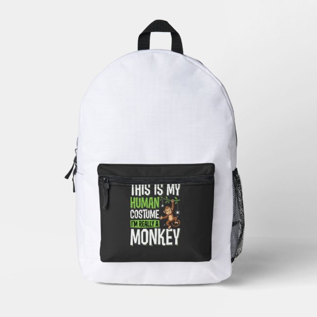 Funny Monkey Costume Halloween Vector Printed Backpack (Front)