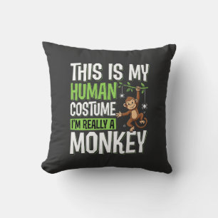 Funny Monkey Costume Halloween Vector Throw Pillow