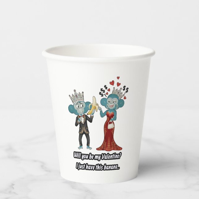 Funny Monkey Couple Valentine's Day Paper Cups (Front)