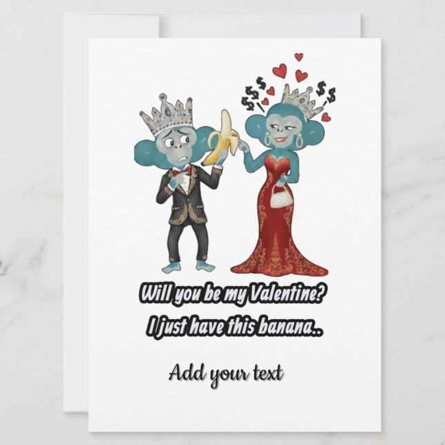 Funny monkey couple valentine's day T-Shirt Holiday Card (Front)