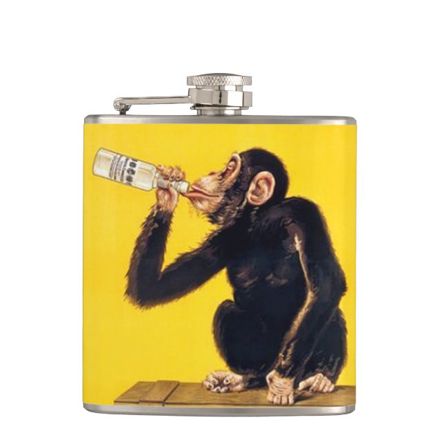 Funny monkey hip flask (Front)